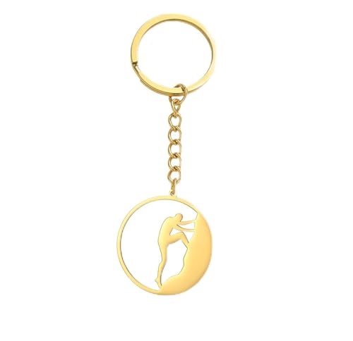 Llavero escalador con cadena para hombre y mujer, dorado, S