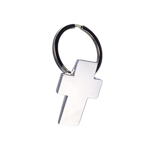 BDM Llavero de Cruz, Cruz Cristiana, Cruz Plata Hombre y Mujer Llaves de Acero