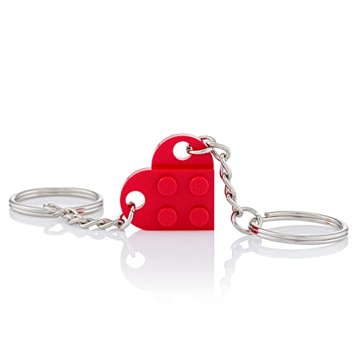 LEGO Llavero de corazón | Dos llaveros | Bolsa de regalo incluida | Rojo