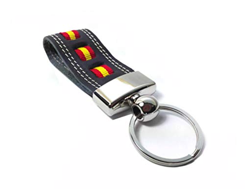 Vendopolis LLAVERO DE ACERO INOXIDABLE MODELO CUERO PIEL CON BANDA BANDERA...