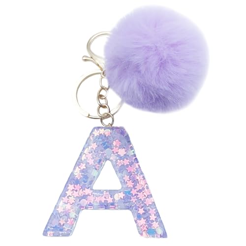 Xsclpomddy Llavero con letras del alfabeto para niñas, bonito llavero con...