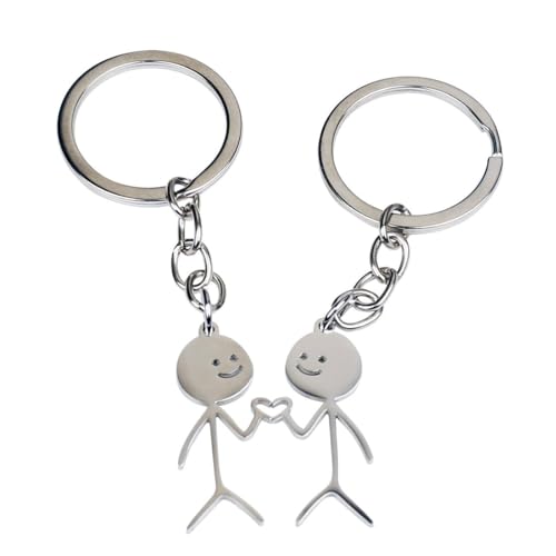 PLABBDPL 2pcs Llaveros con Figura Sonriente, Ideal para Parejas, Corazón...