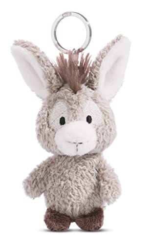 NICI Burro Donkeylee 10cm Gris-Colgante de Peluche de Animal sostenible con aro...