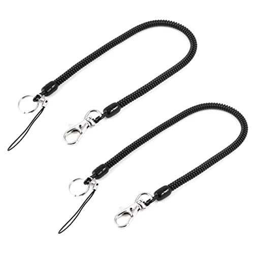 SIOPPKIK 2 Piezas Llavero Elástico, Negro 105 mm Llavero de Seguridad, Llavero...