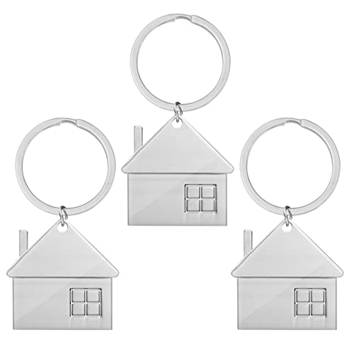 3 Piezas Llavero en Forma de Casa de Metal - Colgante Pequeño de Plata - Regalo...