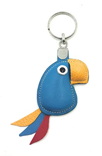 franartPiel - Llavero loro hecho en Piel Ubrique - Alta Calidad (Azul)