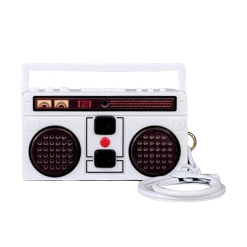 Grabadora de radio clásica retro pequeña y divertida, colgante de cadena,...