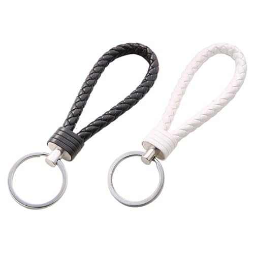 BHIPKOT 2 Llaveros de Coche de Cuero Tejido, Unisex, para Coches, Motos y Casas,...