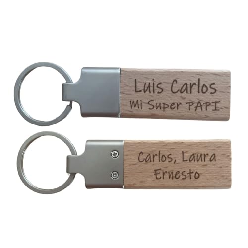 regalo grabado - Llavero Personalizado Madera Natural | Grabado en 2 Caras |...