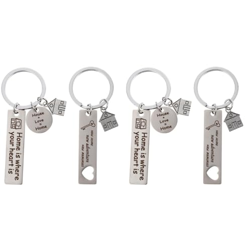 PACKOVE 4 Piezas Llavero De La Casa Llaveros Para Casa Nueva Llavero Metalico...