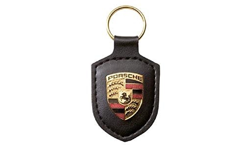 Original Porsche Crest Llavero de Cuero, Negro, WAP0500900E