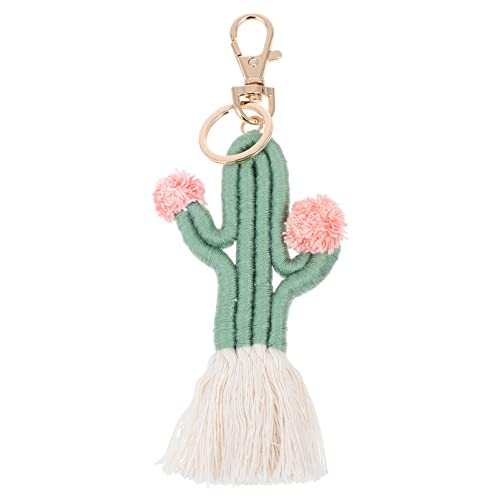 SOIMISS Llavero con colgante de cactus hecho a mano, con borla bohemia, diseño...