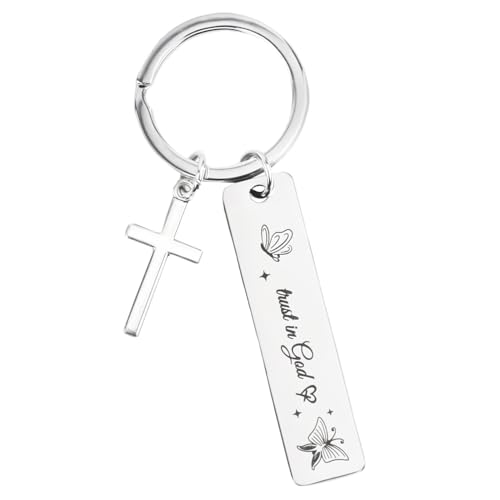 Mikovivi Llavero Cristiano, de Acero Inoxidable con Colgante de Cruz Inspirador...
