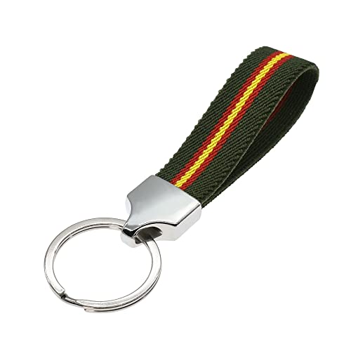Llavero original de tela verde Guardia Civil con la bandera de España y argolla...