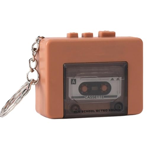 Mini llavero de grabadora retro con reproductor de microcasete, reproductor de...