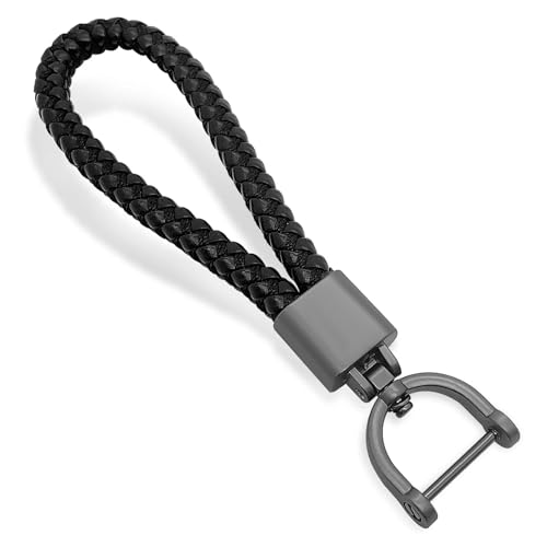 Astrumdex Llavero de Piel Sintética para Coche, Llavero de Cuero Negro,...
