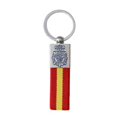 Llavero Policial Nacional, Metal y Tela, lona Bandera de España, Diseño...