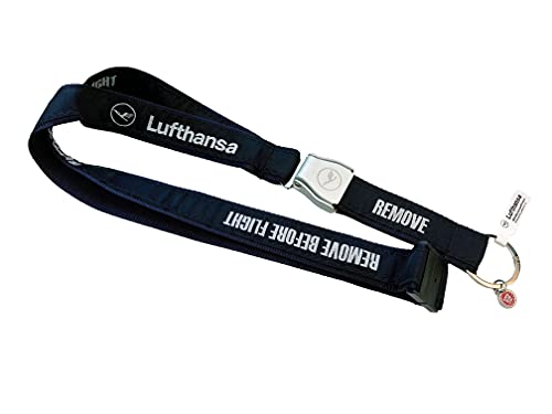 REMOVE BEFORE FLIGHT Lufthansa - Cordón con hebilla, azul, 25 mm breites Band;...