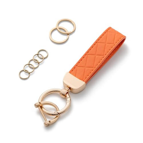 AOKSUNOVA Llavero de piel para coche para mujer, naranja, talla única