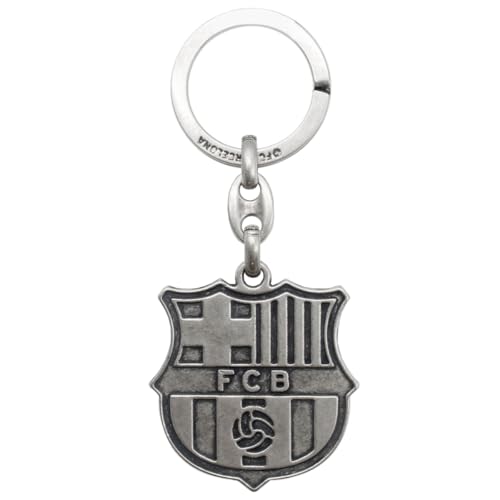 Llavero Metálico Oficial Barcelona FC con Escudo en Relieve | Acabado Plateado...
