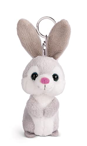 NICI Conejo Fynn Fluffy 10cm Gris-Colgante de Peluche de Animal sostenible con...