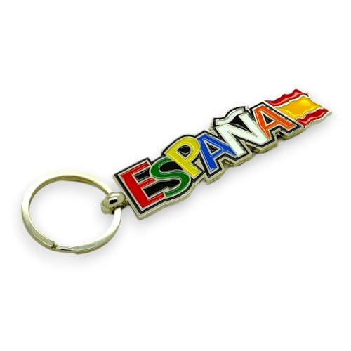 BDM Llavero original metálico con grabado de España en letras y bandera...