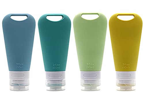 AIRFUL 4 Frascos de Viaje de Silicona, 4 Unidades, Recargables a Prueba de...