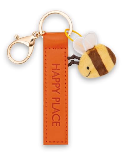 NICI Llavero Happy Place Correa de polipiel 10cm con Abeja-Naranja