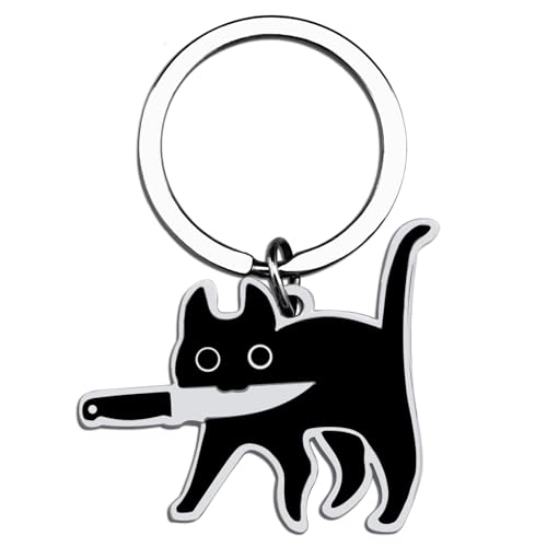 Ruzister Llavero negro para parejas de gatos, decoración de gatos, cesta...