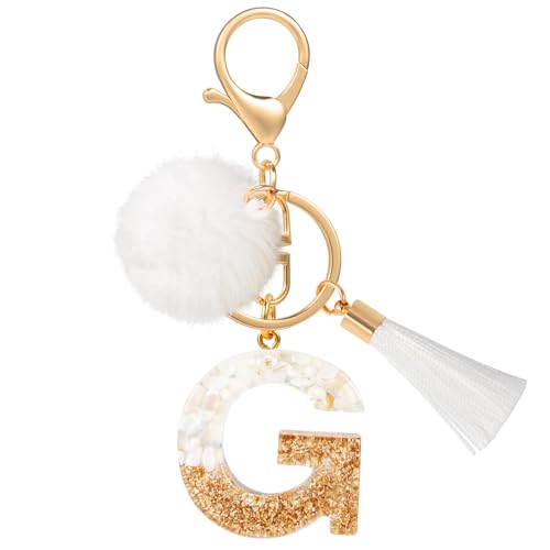 MWOOT Pompon Borlas para Letras Llaveros G, Personalizados Nombre Keychain...