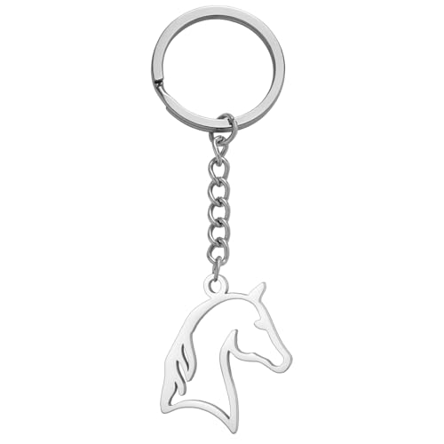 TEAMER Llavero con silueta de cabeza de caballo delicado Colgante de animal de...