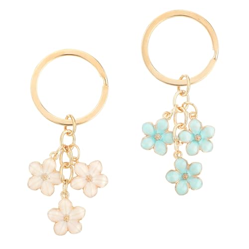 Ouligay 2 llaveros con diseño de flor dorada, bonitos accesorios de coche,...