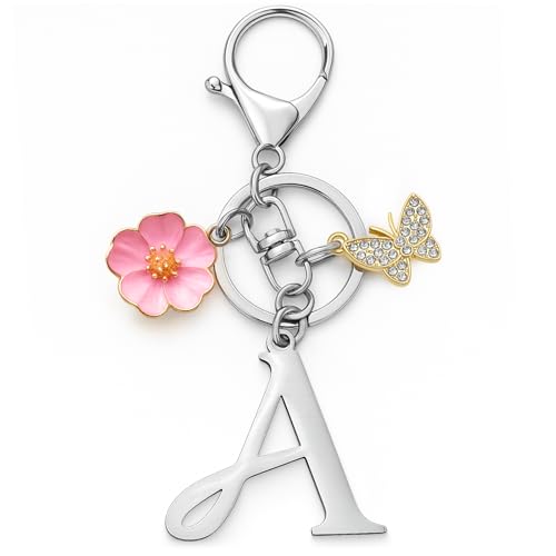 YISCOKO Llavero con letra inicial del alfabeto, llaveros para mujer,...