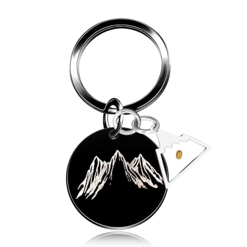 Uloveido Y763 - Llavero de acero inoxidable con diseño de montaña y semilla de...