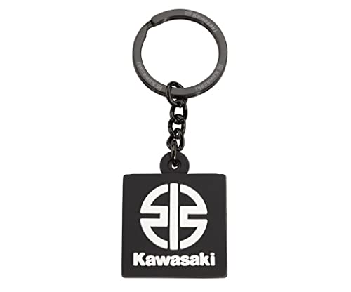 Kawasaki Llavero PVC River-Mark negro, blanco y negro, 3.5 x 3.5 cm
