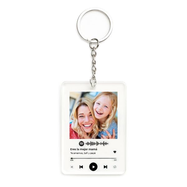 Transparent Gift Llavero Personalizado con Foto Canción Spotify. Regalos...
