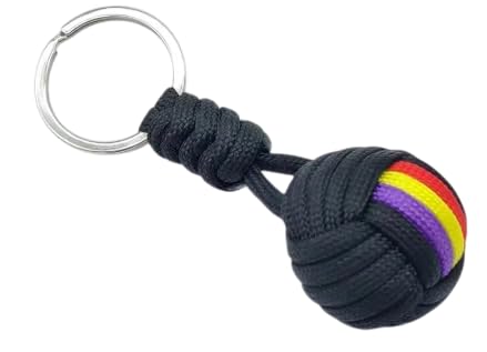 YOJAN PIEL Llavero Bandera República, Bola Trenzada, Cordón de nylon negro