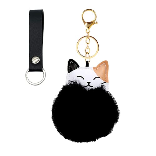 Qiwenr 2Pcs Llaveros De Pompones Llavero Pompones Esponjoso