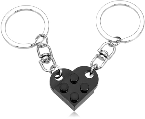 AIVEKE 2 Piezas Llavero de Corazón para Parejas - Llaveros a Juego para Novio y...