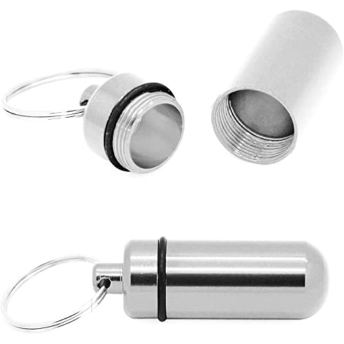 Welsberg 2x Mini Pill Box Llavero Contenedor de Medicamentos de Aluminio Llavero...