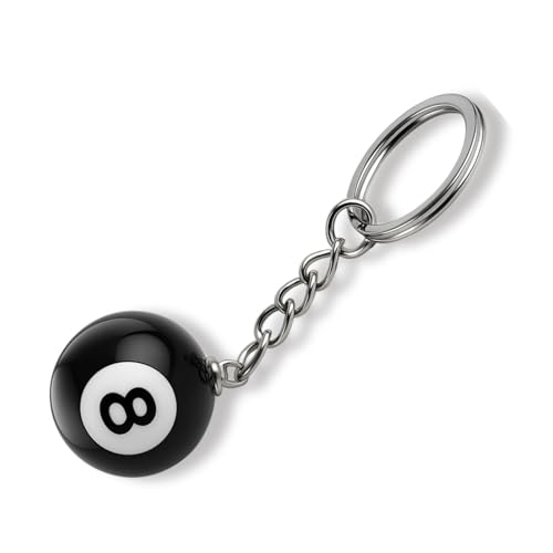 Yowfond 1 llavero de 8 bolas – colgante de bola de billar negro de metal y...