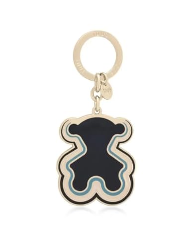 TOUS Llavero Decorativo Diseño de Oso, Metal Esmaltado, Negro y Azul