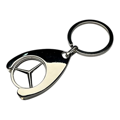 Mercedes - Llavero Original con Chip/Moneda para Carro de la Compra, Cromado