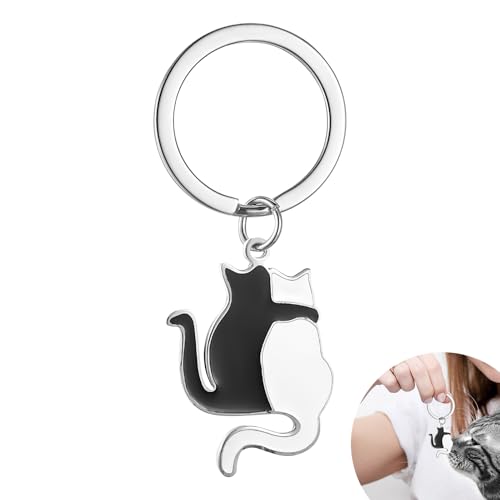 Llavero de gato, mascota de acero inoxidable, amuleto de la suerte en caja de...