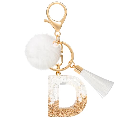 MWOOT Pompon Borlas para Letras Llaveros D, Personalizados Nombre Keychain...