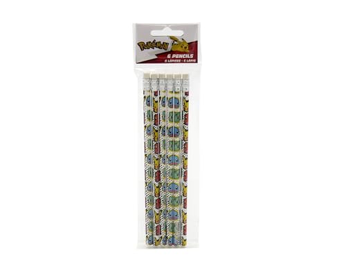 CYPBRANDS Pokémon, Lápices con goma, Set de 6 Lápices, Material de Escritura,...