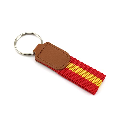 SUDETREKK Llavero original de tela con la bandera Española. Llavero de cuero,...
