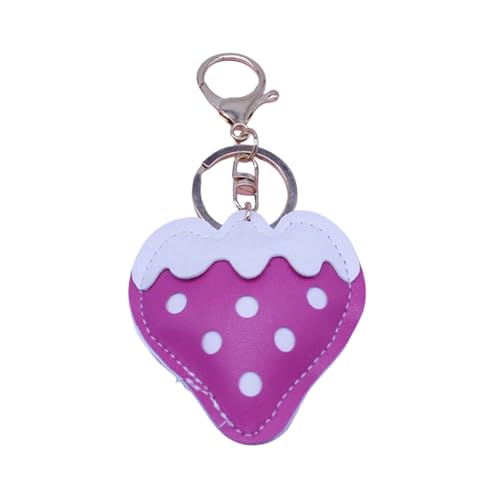 YHAILI Llavero de piel sintética con forma de fresa para parejas con múltiples...