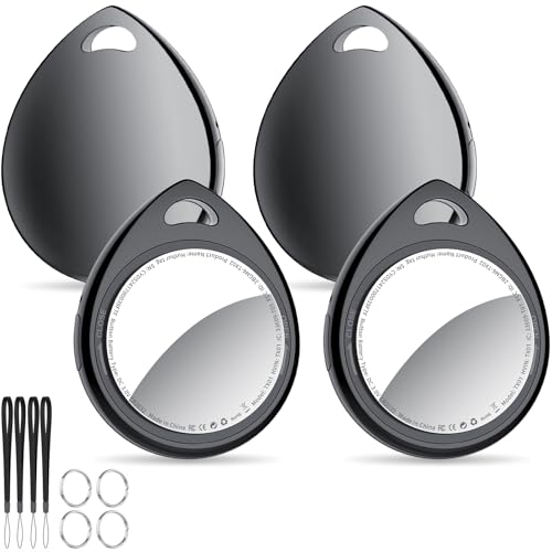 QCOQ® Air Tags 4 Pack Negro 2025, Buscador de Objetos Bluetooth Compatible con...