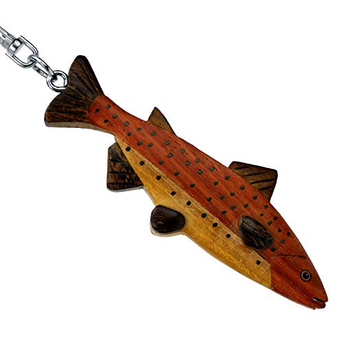 Kuscheltiere*biz Llavero de madera con forma de pez de trucha, salmón, colgante...